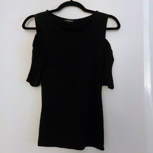 Express cut out sleeves black top